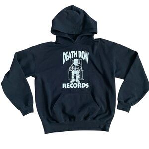 Vintage Death Row Records Mens 90’s Hoodie Medium Y2K Retro Hip Hop Grunge black